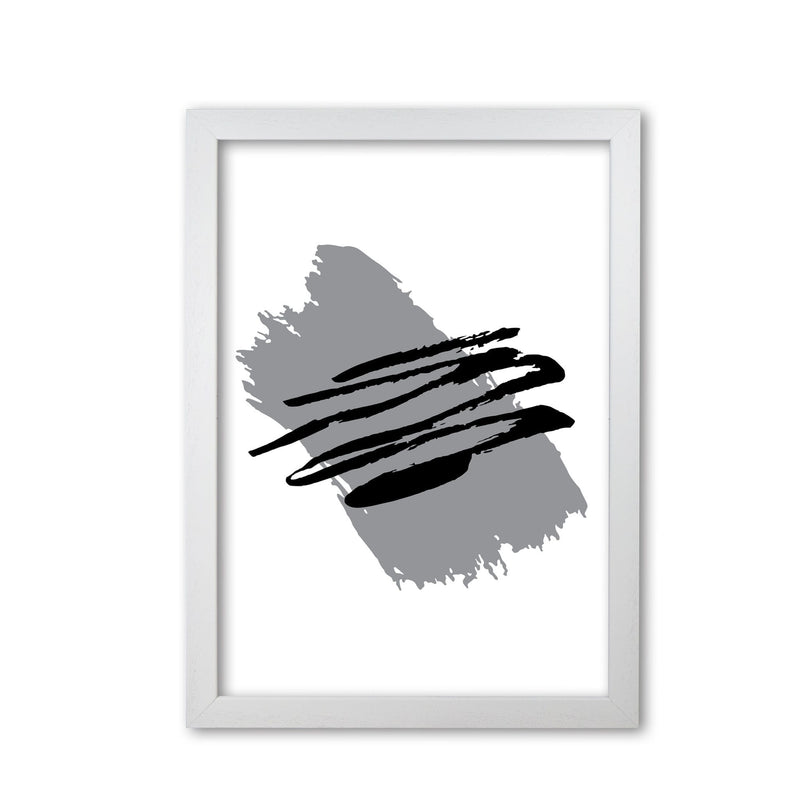 Grey jaggered paint brush abstract modern fine art print
