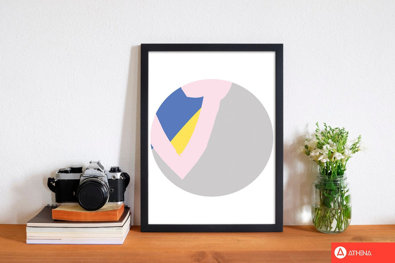 Grey, pink and navy abstract circle modern fine art print