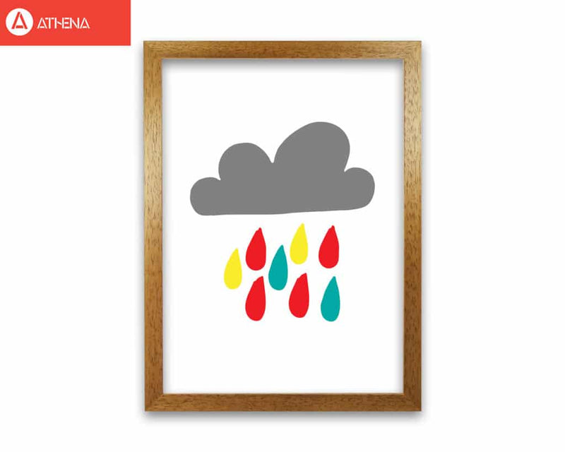 Grey rain cloud modern fine art print, framed childrens nursey wall art poster