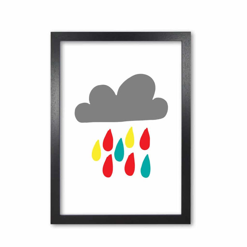 Grey rain cloud modern fine art print, framed childrens nursey wall art poster