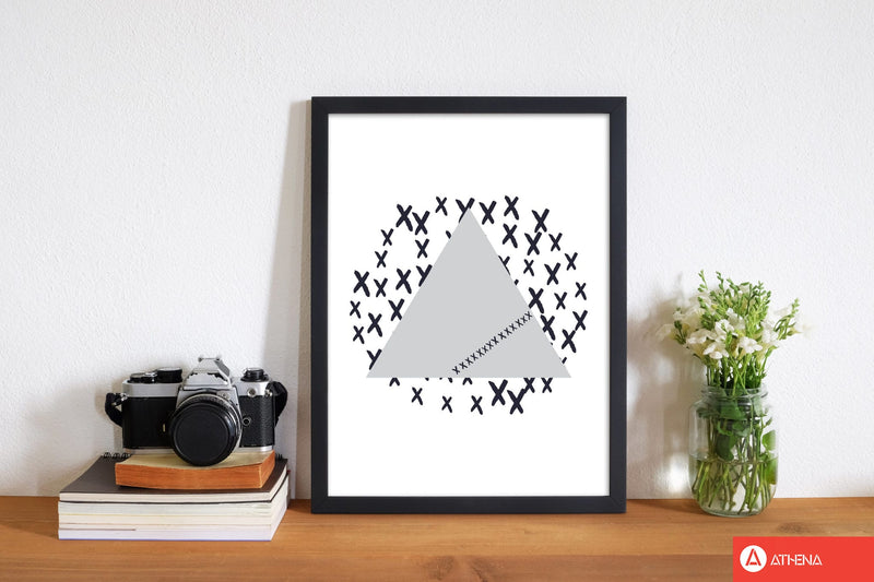 Grey triangle with crosses abstract modern fine art print