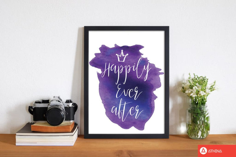 Happily ever after purple watercolour modern fine art print