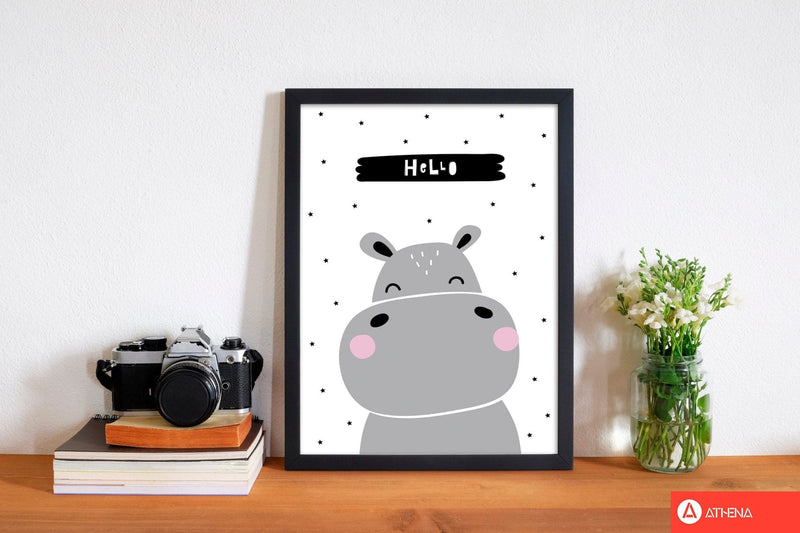 Hello hippo modern fine art print