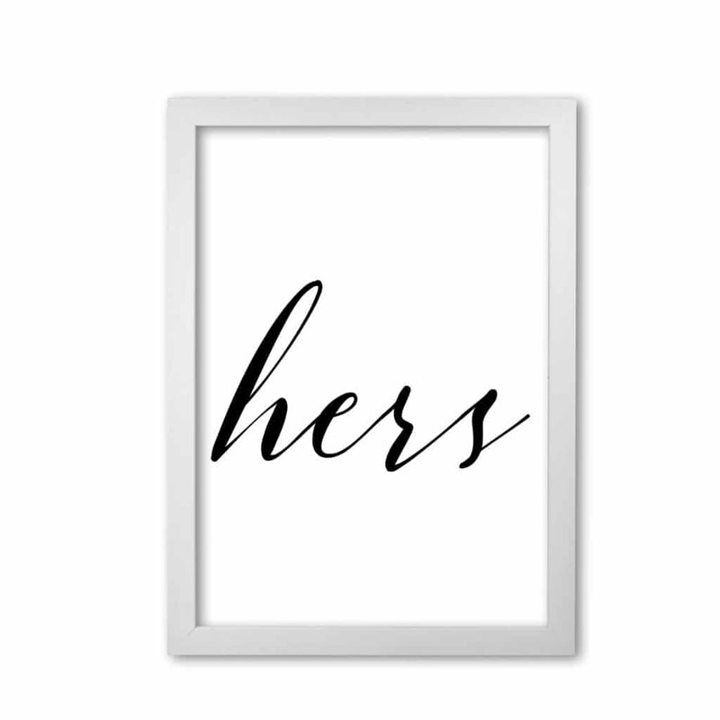 Hers modern fine art print, framed typography wall art