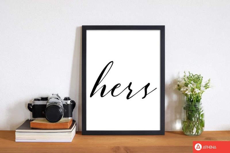 Hers modern fine art print, framed typography wall art
