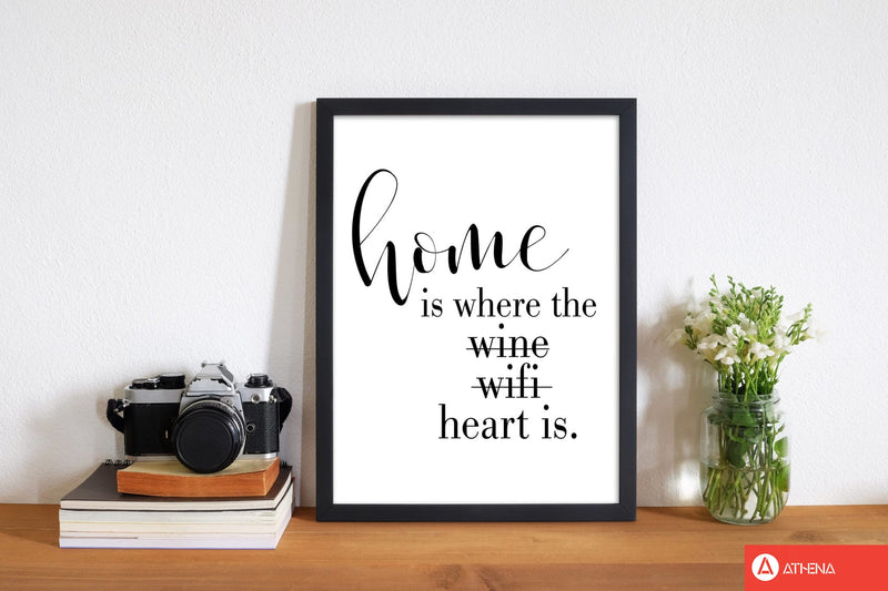 Home is where the heart is modern fine art print, framed typography wall art