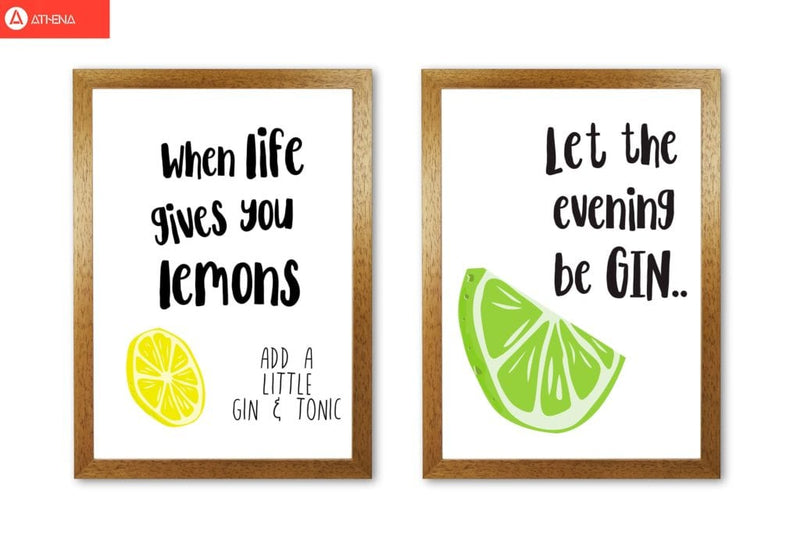 Humorous gin sayings multi set fine art kitchen typography wall art poster print | framed or print only | free shipping