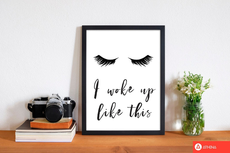 I woke up like this lashes modern fine art print, framed typography wall art