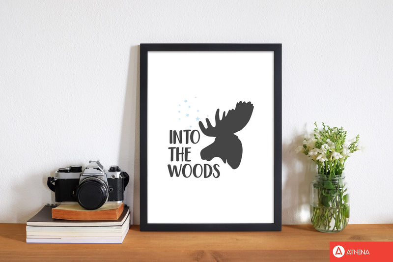Into the woods modern fine art print, framed typography wall art