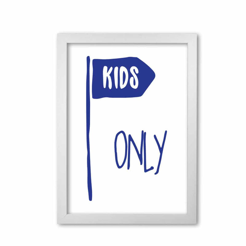 Kids only navy modern fine art print, framed childrens nursey wall art poster