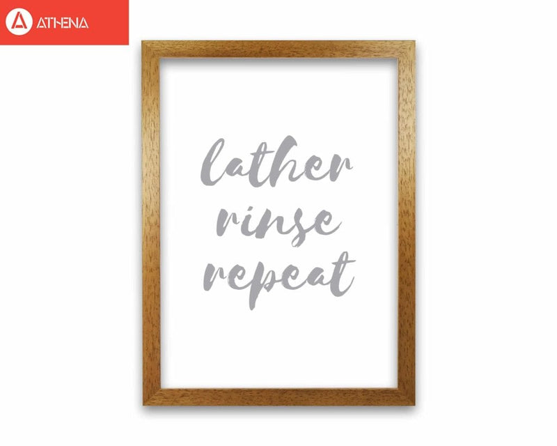 Lather rinse repeat grey, bathroom modern fine art print, framed bathroom wall art