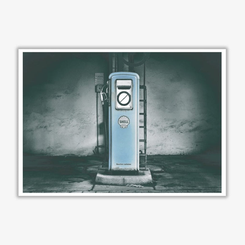 Little blue gas pump modern fine art print
