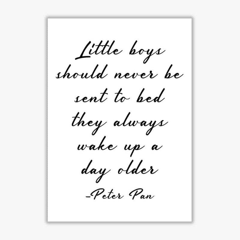 Little boys peter pan quote modern fine art print, framed childrens nursey wall art poster