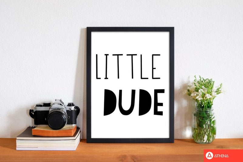Little dude black modern fine art print, framed childrens nursey wall art poster