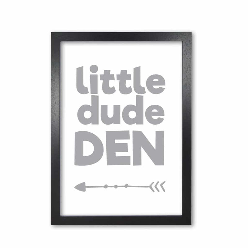 Little dude den grey modern fine art print, framed childrens nursey wall art poster