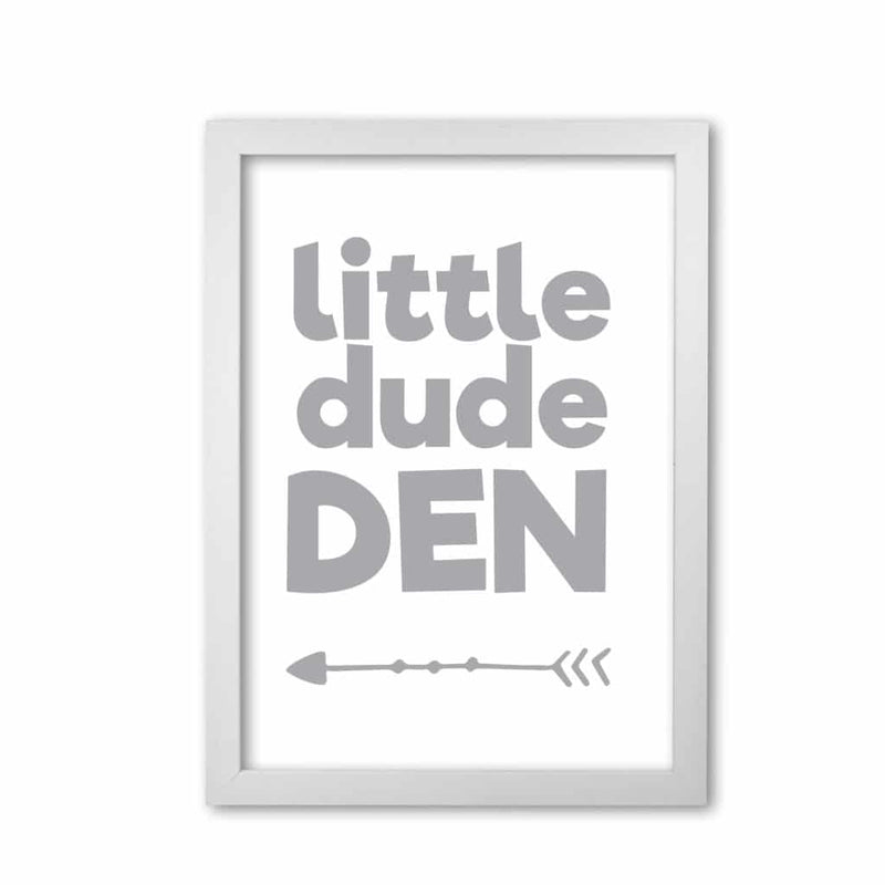 Little dude den grey modern fine art print, framed childrens nursey wall art poster