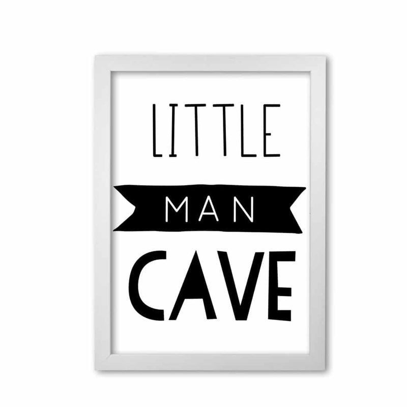 Little man cave black banner modern fine art print, framed childrens nursey wall art poster