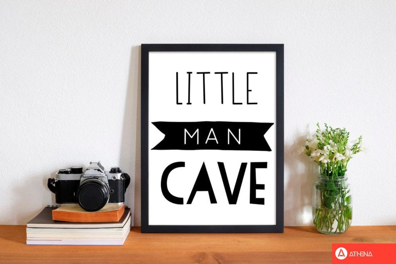 Little man cave black banner modern fine art print, framed childrens nursey wall art poster
