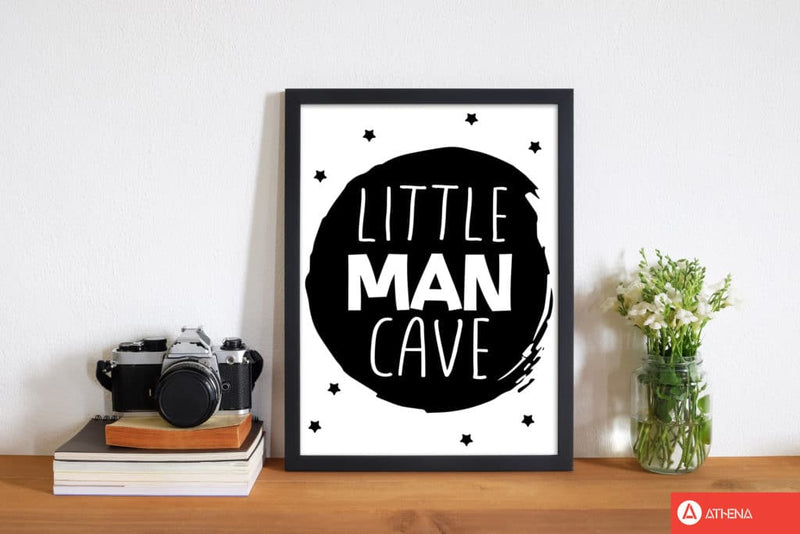 Little man cave black circle modern fine art print, framed childrens nursey wall art poster