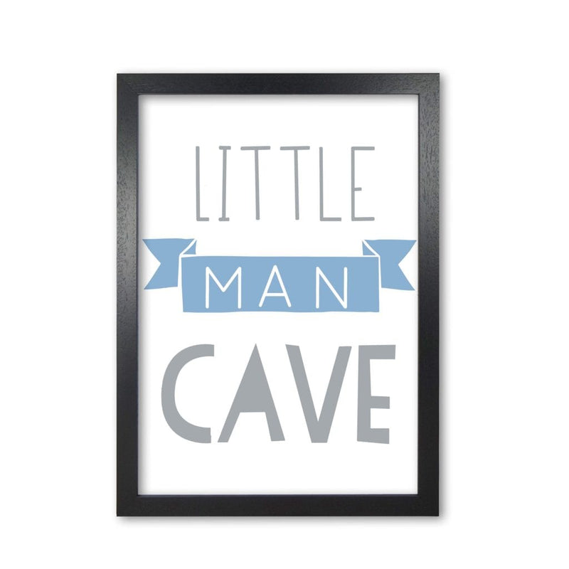 Little man cave blue banner modern fine art print, framed childrens nursey wall art poster