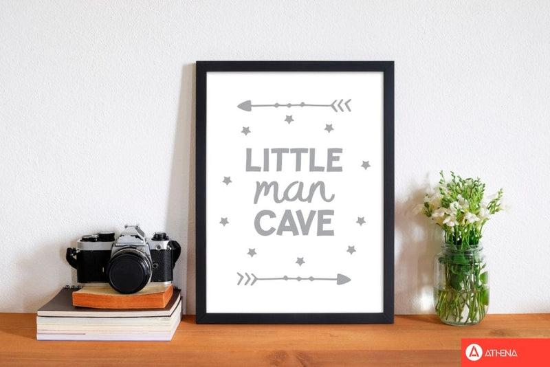 Little man cave grey arrows modern fine art print, framed childrens nursey wall art poster
