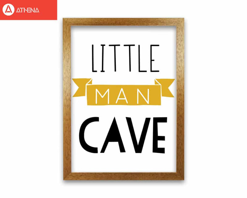 Little man cave mustard banner modern fine art print, framed childrens nursey wall art poster