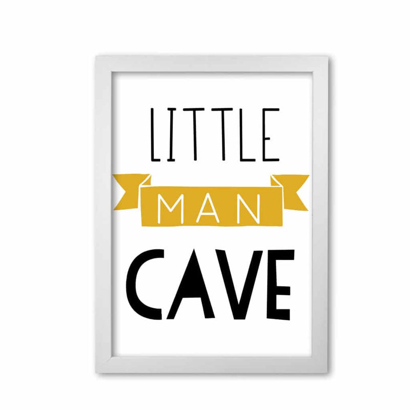Little man cave mustard banner modern fine art print, framed childrens nursey wall art poster