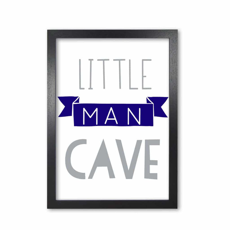 Little man cave navy banner modern fine art print, framed childrens nursey wall art poster