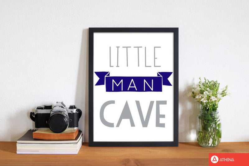 Little man cave navy banner modern fine art print, framed childrens nursey wall art poster