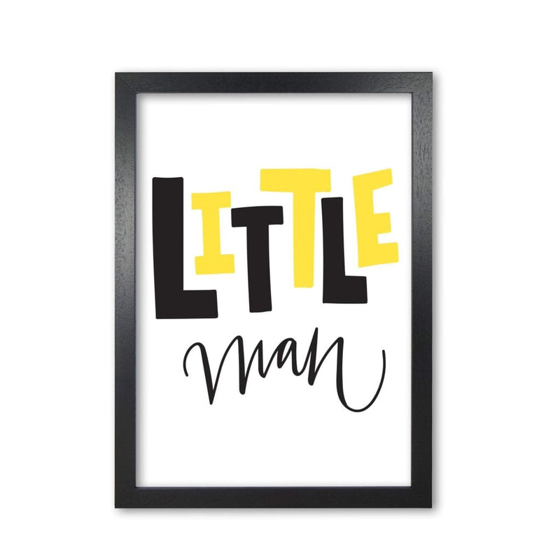 Little man yellow and black modern fine art print, framed childrens nursey wall art poster