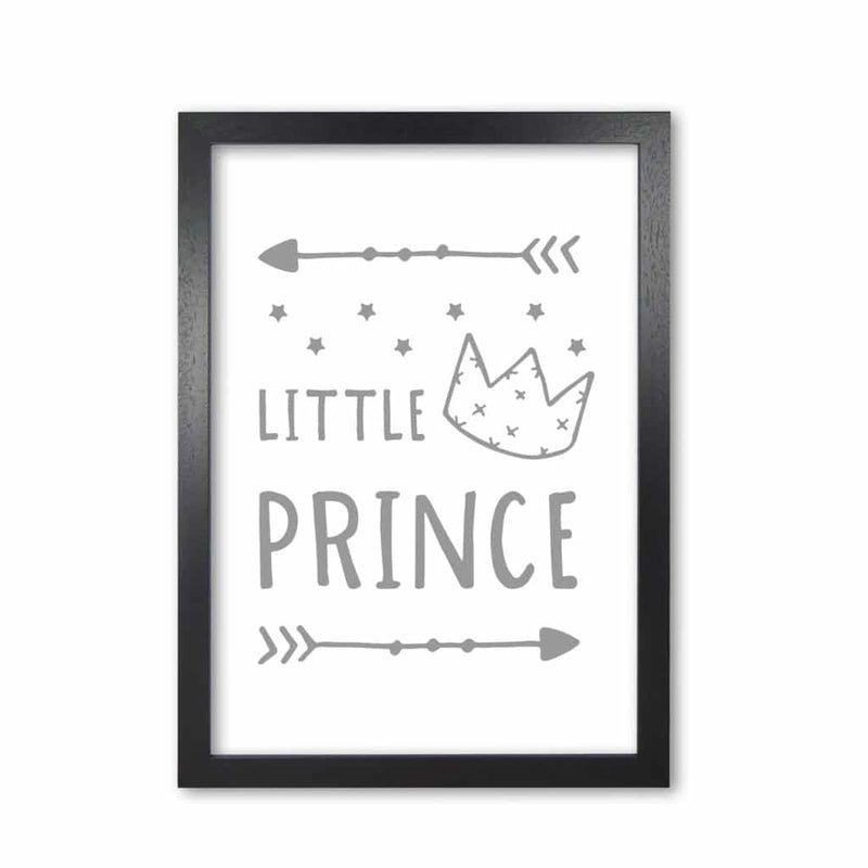 Little prince grey modern fine art print, framed childrens nursey wall art poster