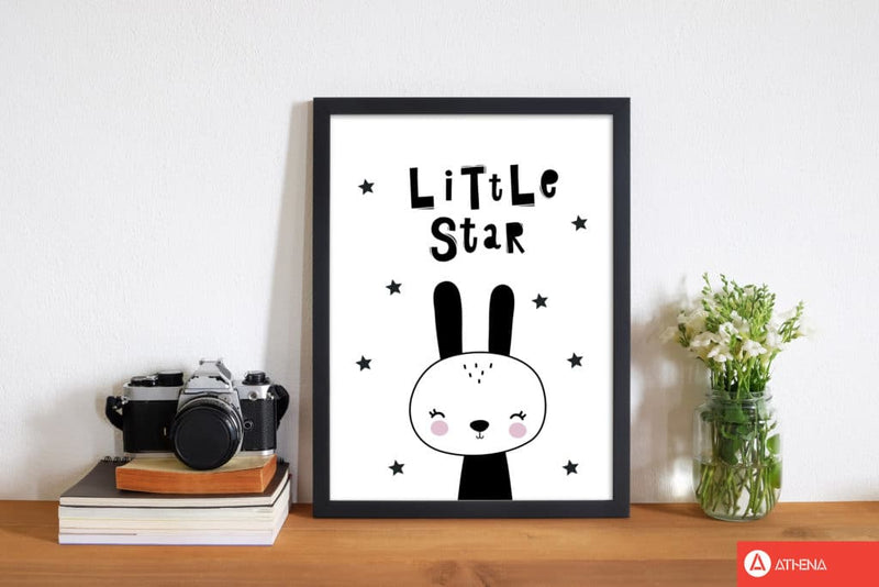 Little star bunny modern fine art print, framed childrens nursey wall art poster