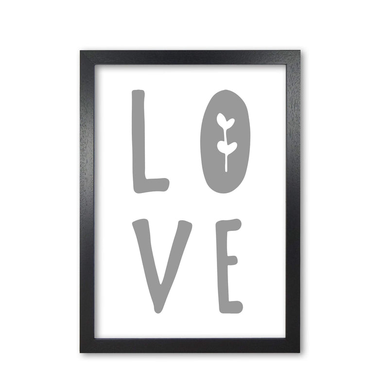 Love grey modern fine art print, framed typography wall art