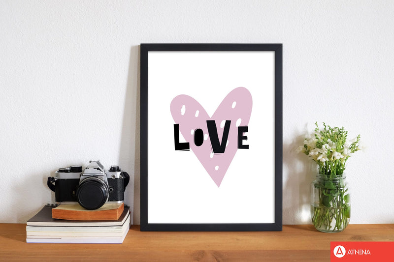 Love heart scandi modern fine art print, framed typography wall art