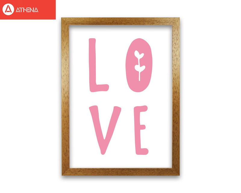 Love pink modern fine art print, framed typography wall art
