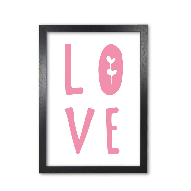 Love pink modern fine art print, framed typography wall art