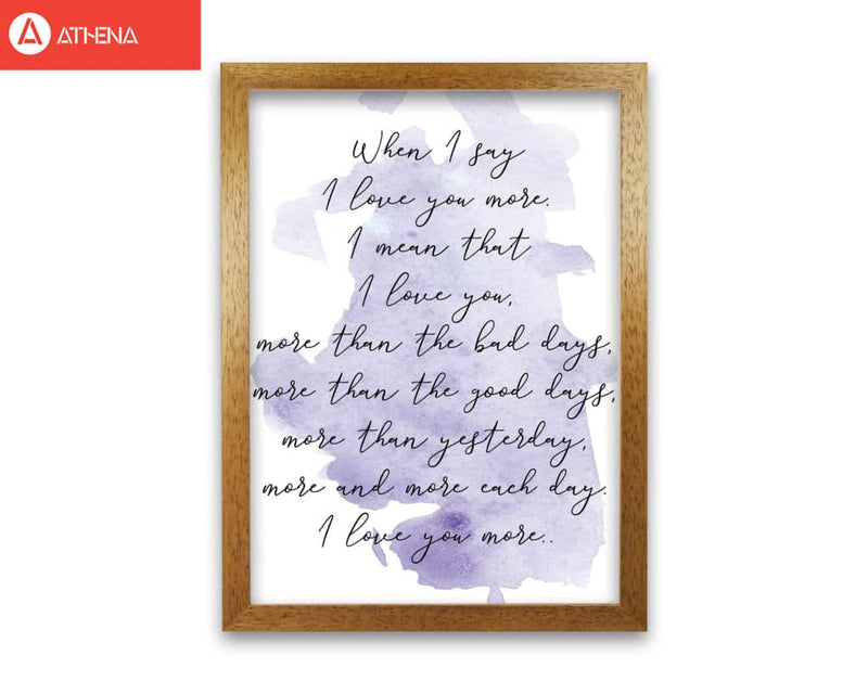 Love you more purple watercolour modern fine art print