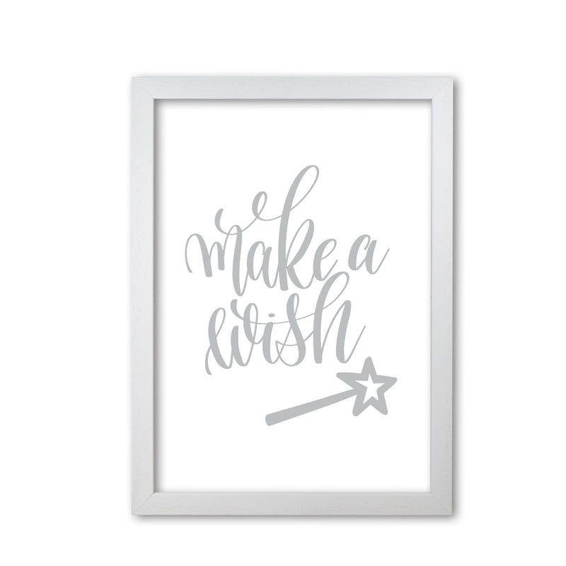Make a wish grey modern fine art print, framed typography wall art