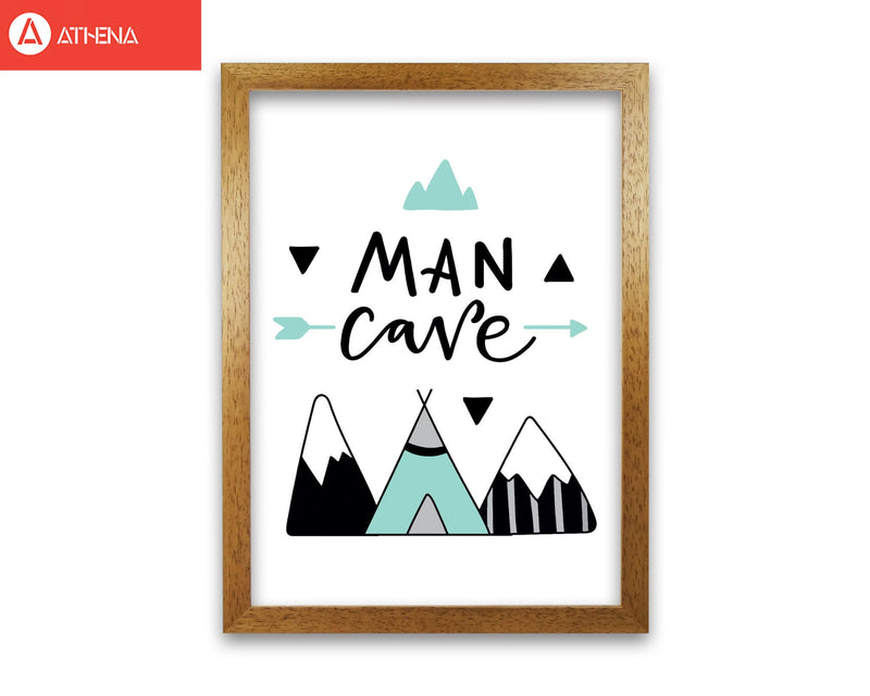 Man cave mountains mint and black modern fine art print, framed typography wall art