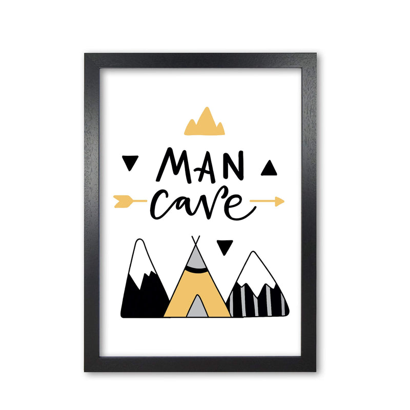 Man cave mountains mustard and black modern fine art print, framed typography wall art
