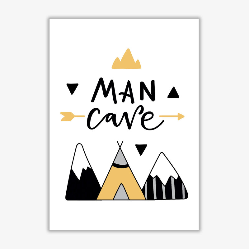 Man cave mountains mustard and black modern fine art print, framed typography wall art