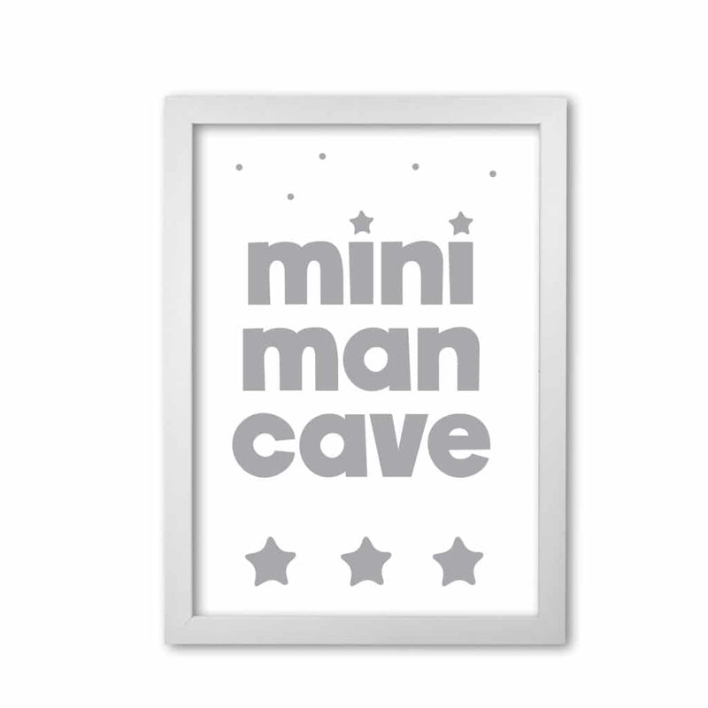 Mini man cave grey modern fine art print, framed childrens nursey wall art poster