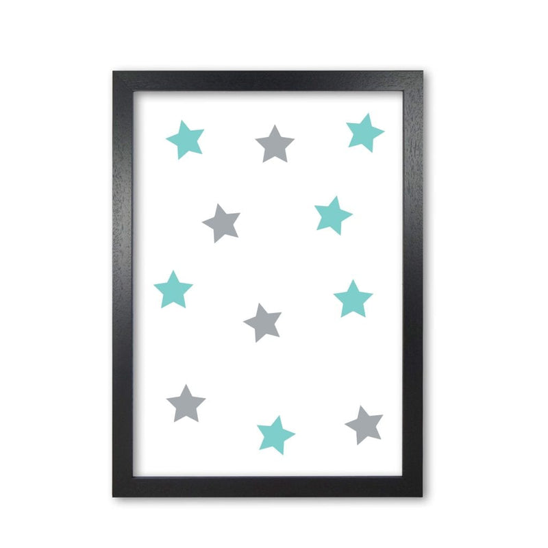 Mint and grey stars modern fine art print, framed childrens nursey wall art poster