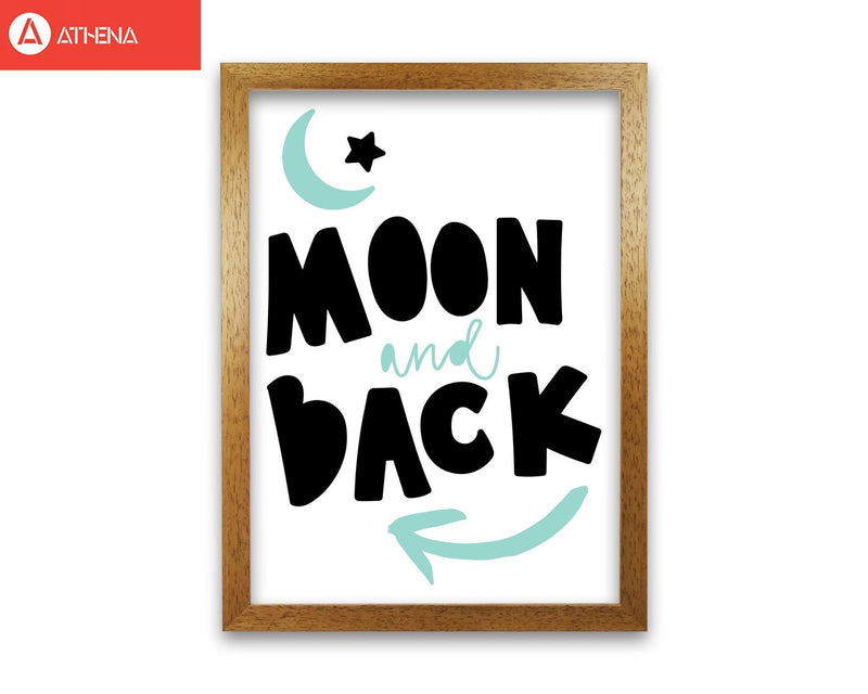 Moon and back black and mint modern fine art print, framed typography wall art