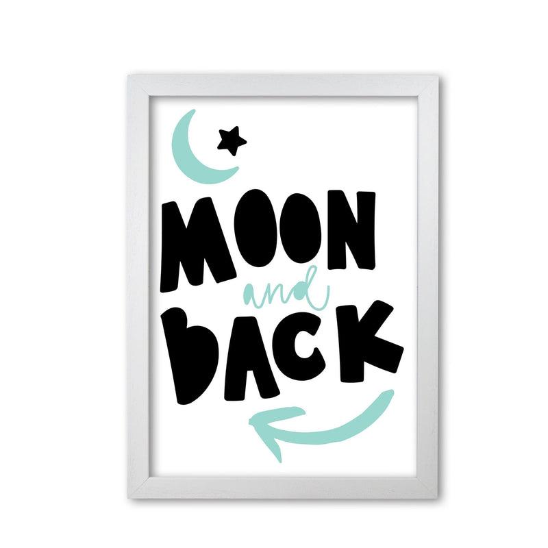 Moon and back black and mint modern fine art print, framed typography wall art