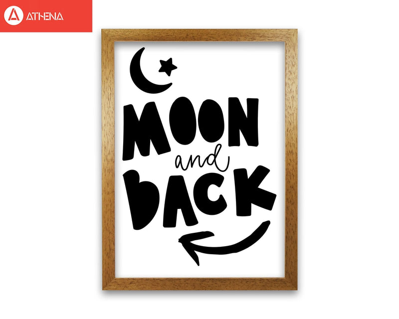 Moon and back black modern fine art print, framed typography wall art