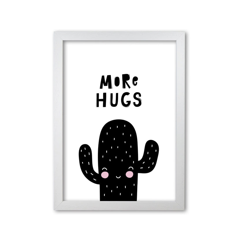 More hugs cactus modern fine art print, framed typography wall art