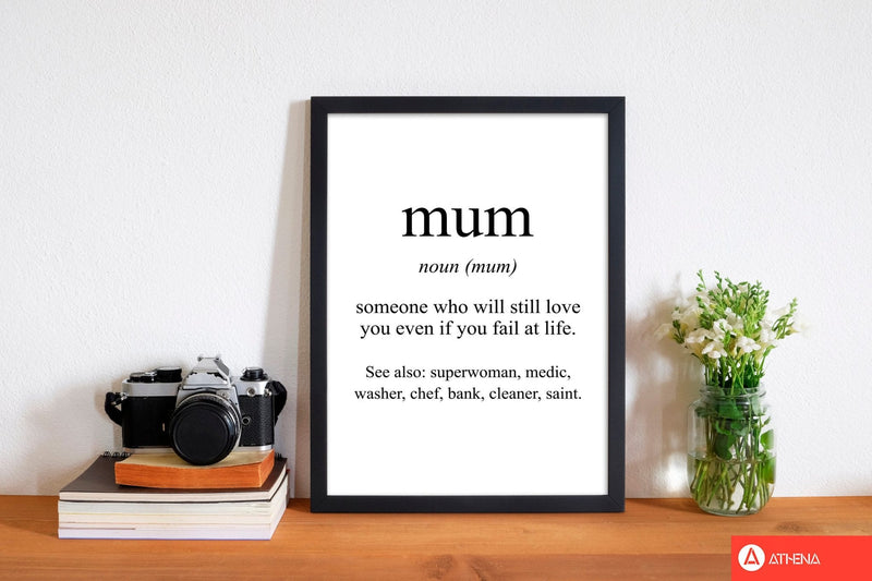 Mum modern fine art print, framed typography wall art