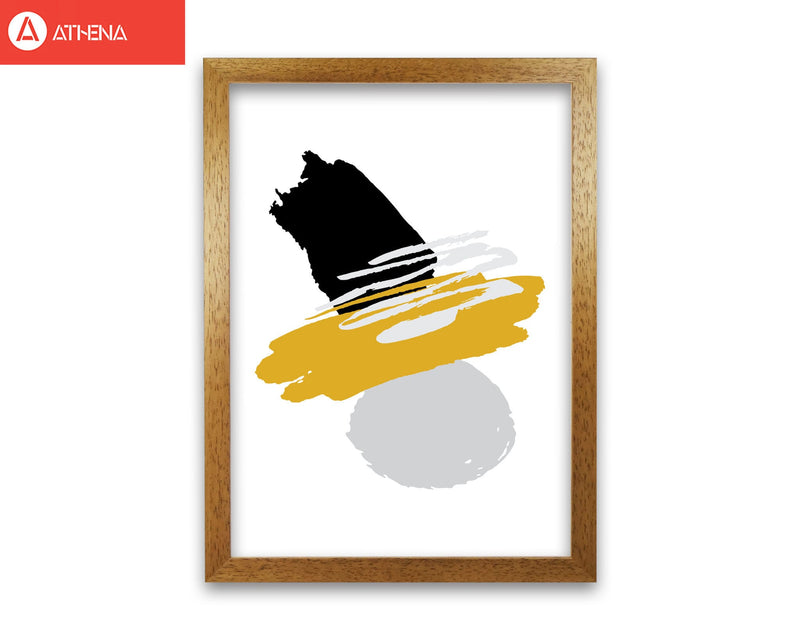 Mustard and black abstract paint shapes modern fine art print