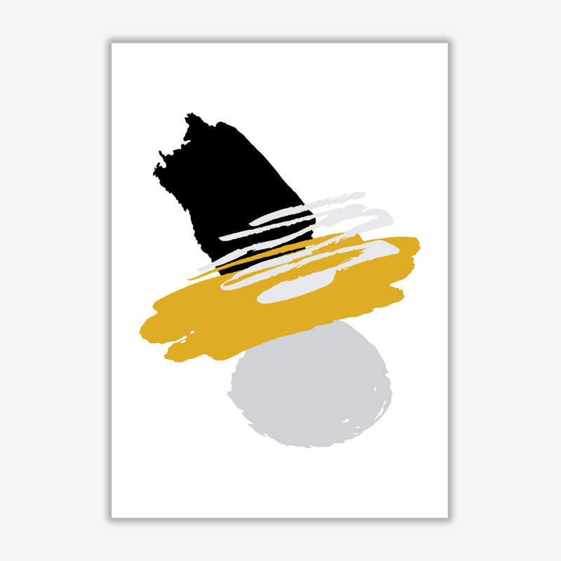 Mustard and black abstract paint shapes modern fine art print